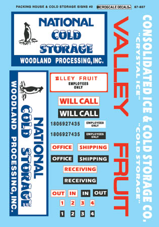 Microscale 60-807 N 1970+ Packing House & Cold Storage Signs #2 Decal Sheet