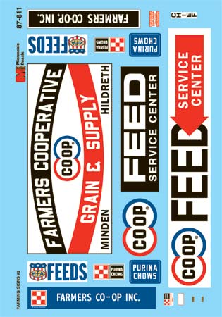 Microscale 87-811 HO 1960+ Farming Signs #2 Waterslide Decal Sheet