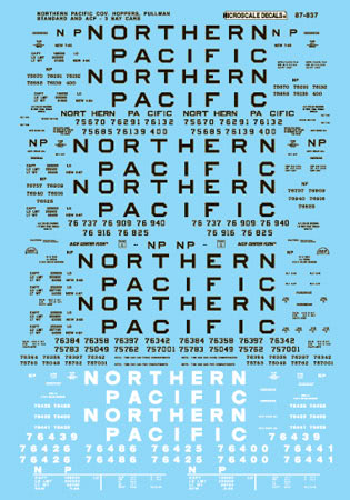 Microscale 87-837 HO 1964-70 NP ACF 2 & 3 Bay Covered Hoppers Decal Sheet
