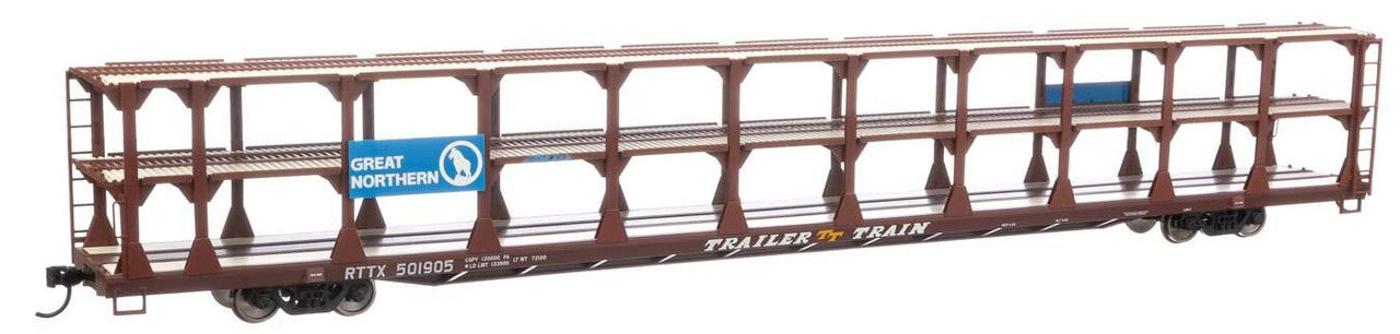 Walthers 910-8209 HO GN 89' Flatcar w/Tri-Level Open Auto Rack #501905 - RTR