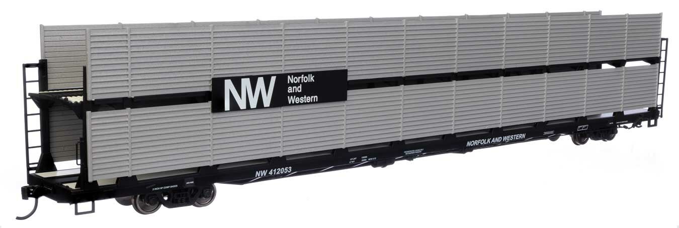 Walthers 910-8124 HO NW 89' Bi-Level Shielded Auto Rack Flatcar #412053
