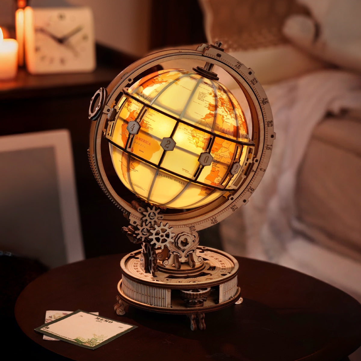 Robotime ST003D ROKR Electric Version Luminous Globe 3D Wooden Puzzle