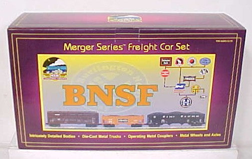 MTH 20-90021 O Burlington Northern Santa Fe Merger Series Freight Set (Set of 3) LN/Box