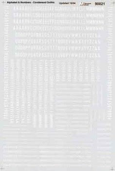 Microscale 90021 HO White Condensed Gothic Alphabet & Letters Decal Sheet