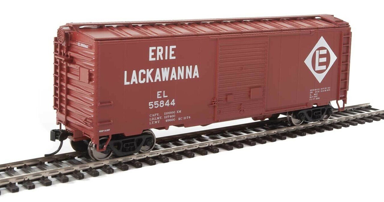 Walthers 910-2254 HO Erie Lackawanna 40' ACF Welded Boxcar with 8' Door #55844