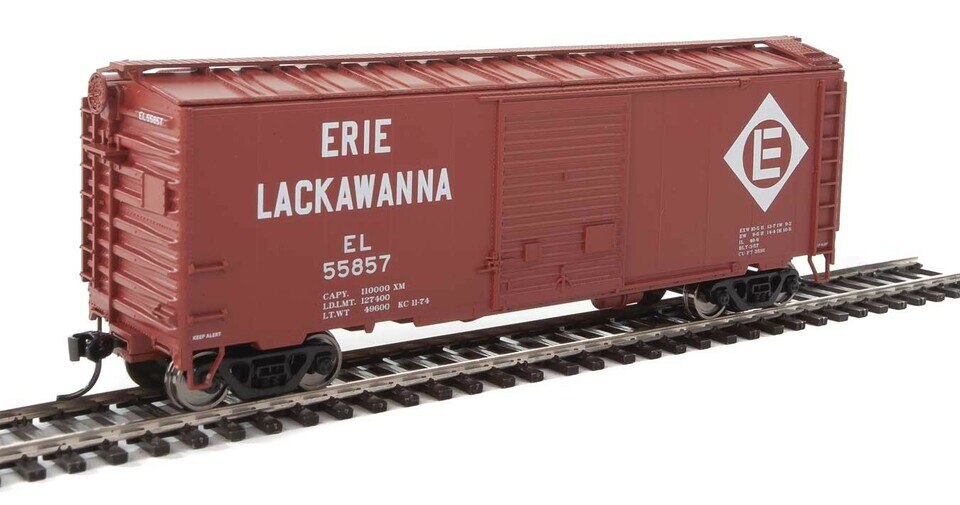 Walthers 910-2255 HO Erie Lackawanna 40' ACF Welded Boxcar with 8' Door #55857