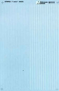 Microscale 91111 HO White 1 & 2" Wide Stripes Decal Sheet