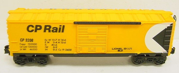 Lionel 6-9208 O Gauge CP Rail Boxcar MT/Box