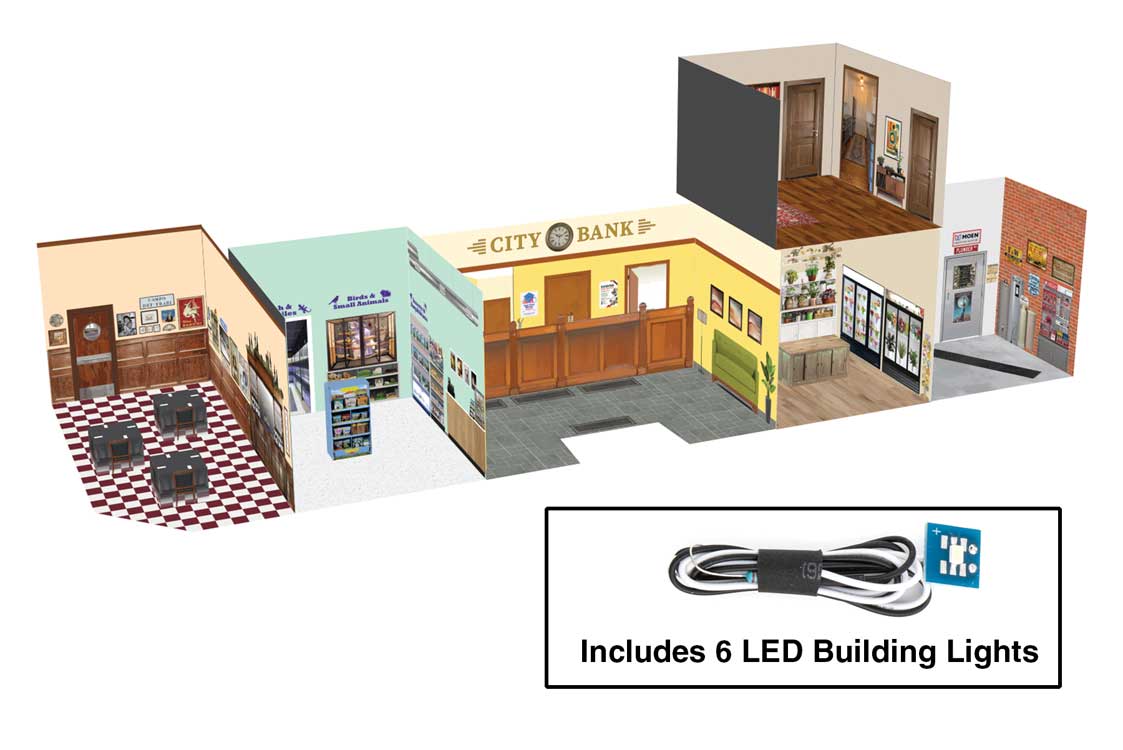 Walthers 933-4700 HO Spaces Merchant's Row I with Lighting and Detail Insert Kit