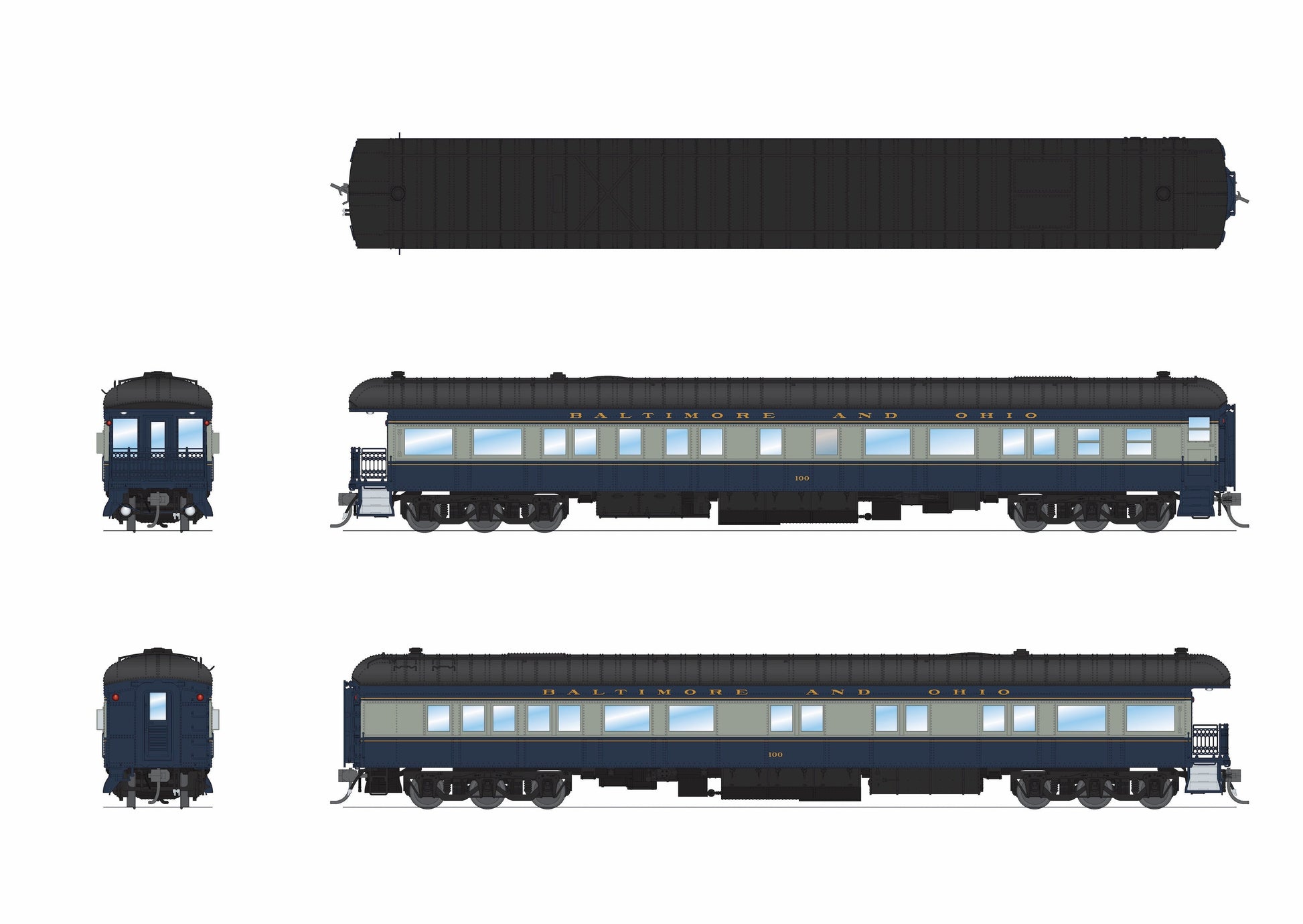 Broadway Limited 9713 HO B&O Heavyweight Passenger (Set of 5)