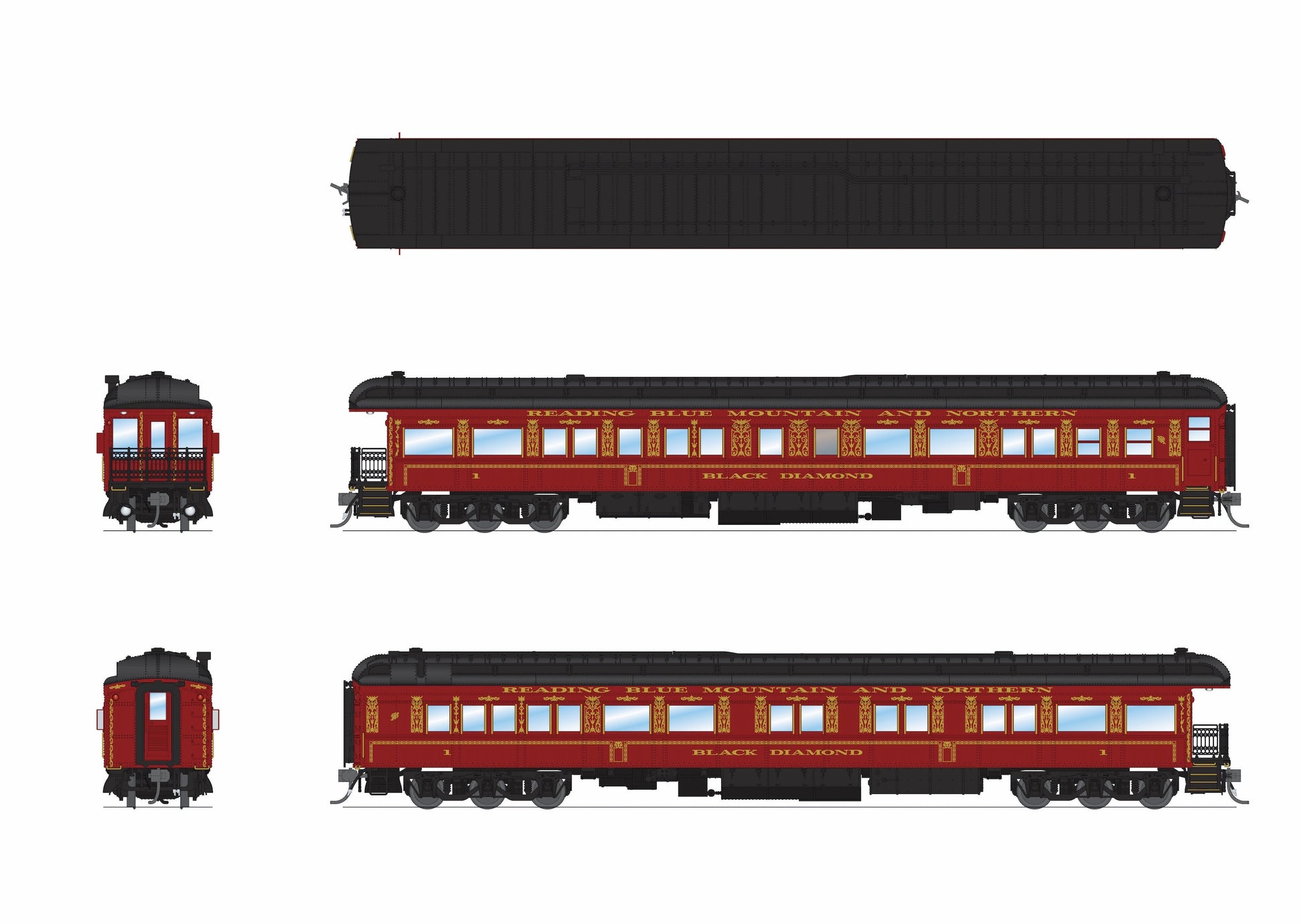 Broadway Limited 9724 HO RBMN Maroon Scheme Business Car #1