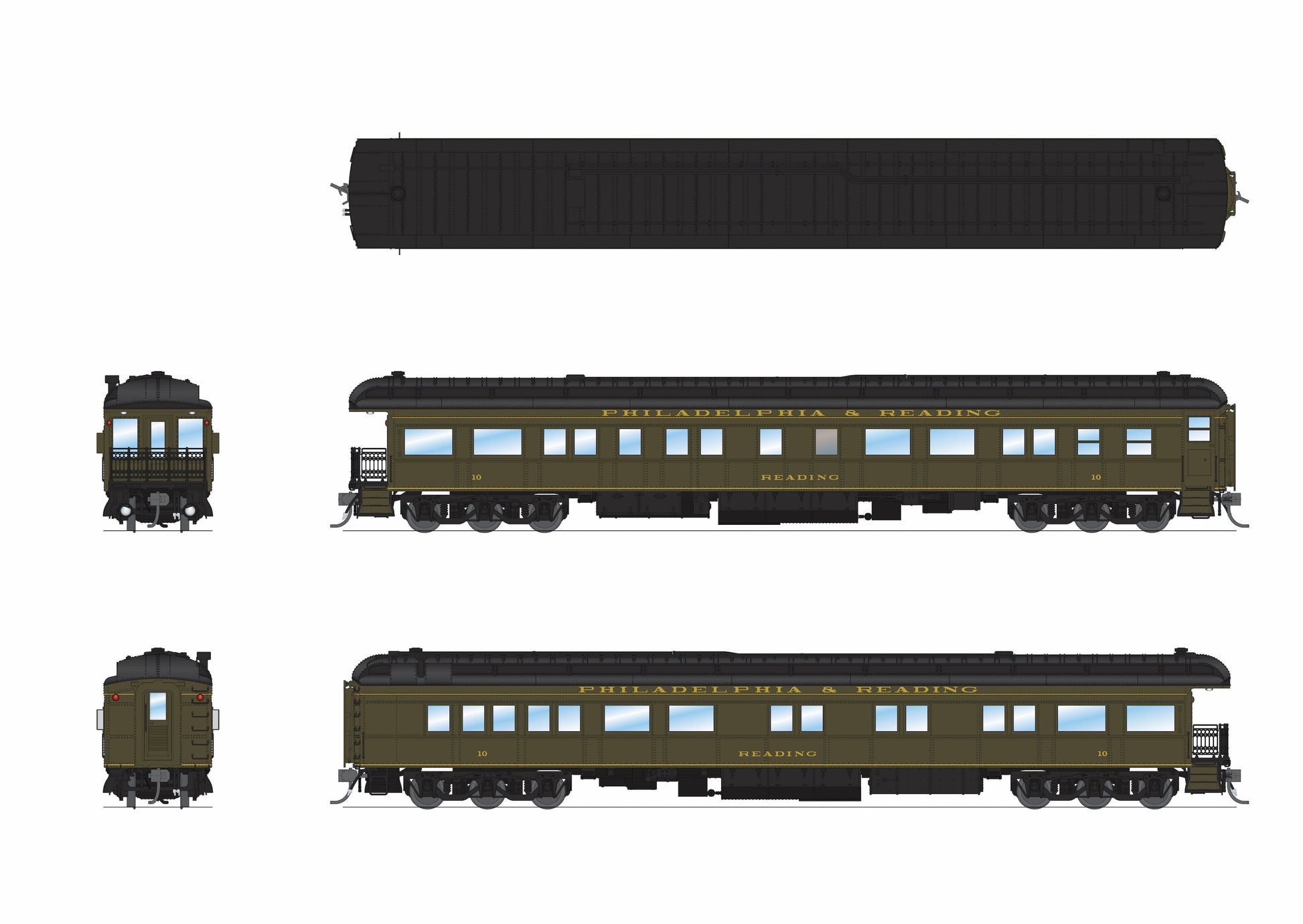 Broadway Limited 9731 HO Philadelphia & Reading Business Car Observation #10