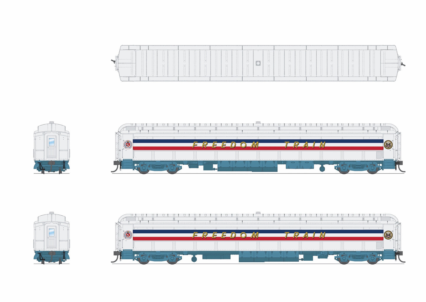 Broadway Limited 9734 HO 1947 Freedom Train 80' Passenger Coach