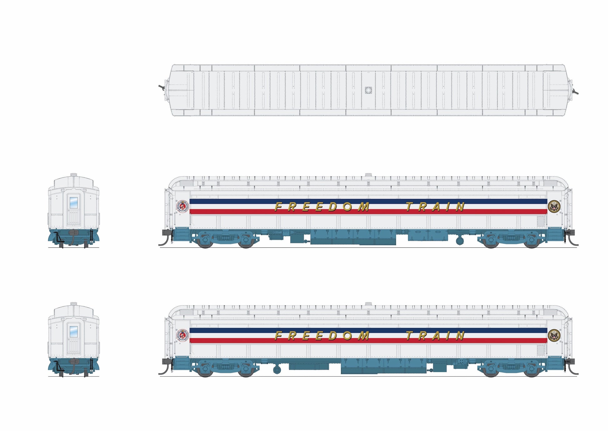 Broadway Limited 9734 HO 1947 Freedom Train 80' Passenger Coach