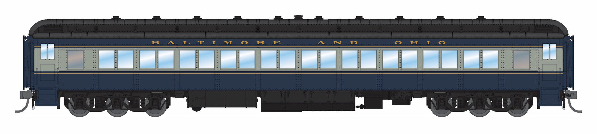 Broadway Limited 9735 HO Baltimore & Ohio Blue & Gray 80' Passenger Coach
