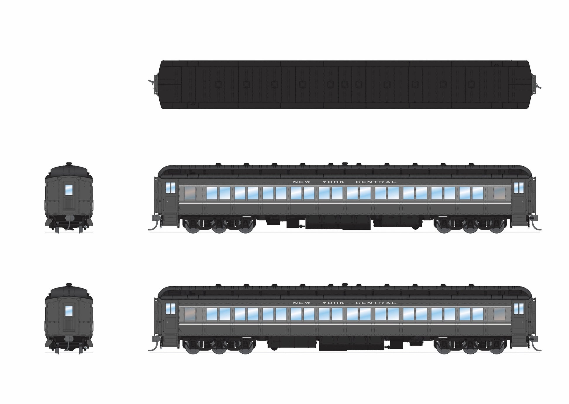 Broadway Limited 9737 HO New York Central Two-tone Gray 80' Passenger Coach