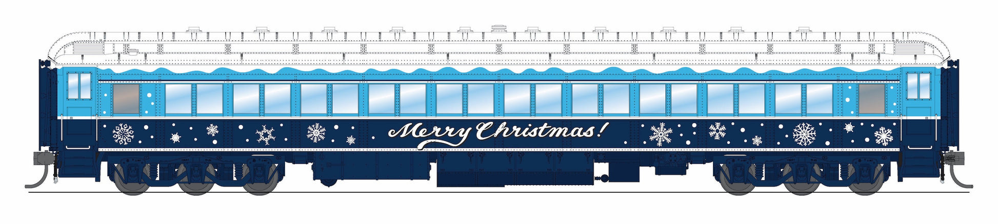 Broadway Limited 9739 HO Blue & White Holiday-Themed Passenger Coach