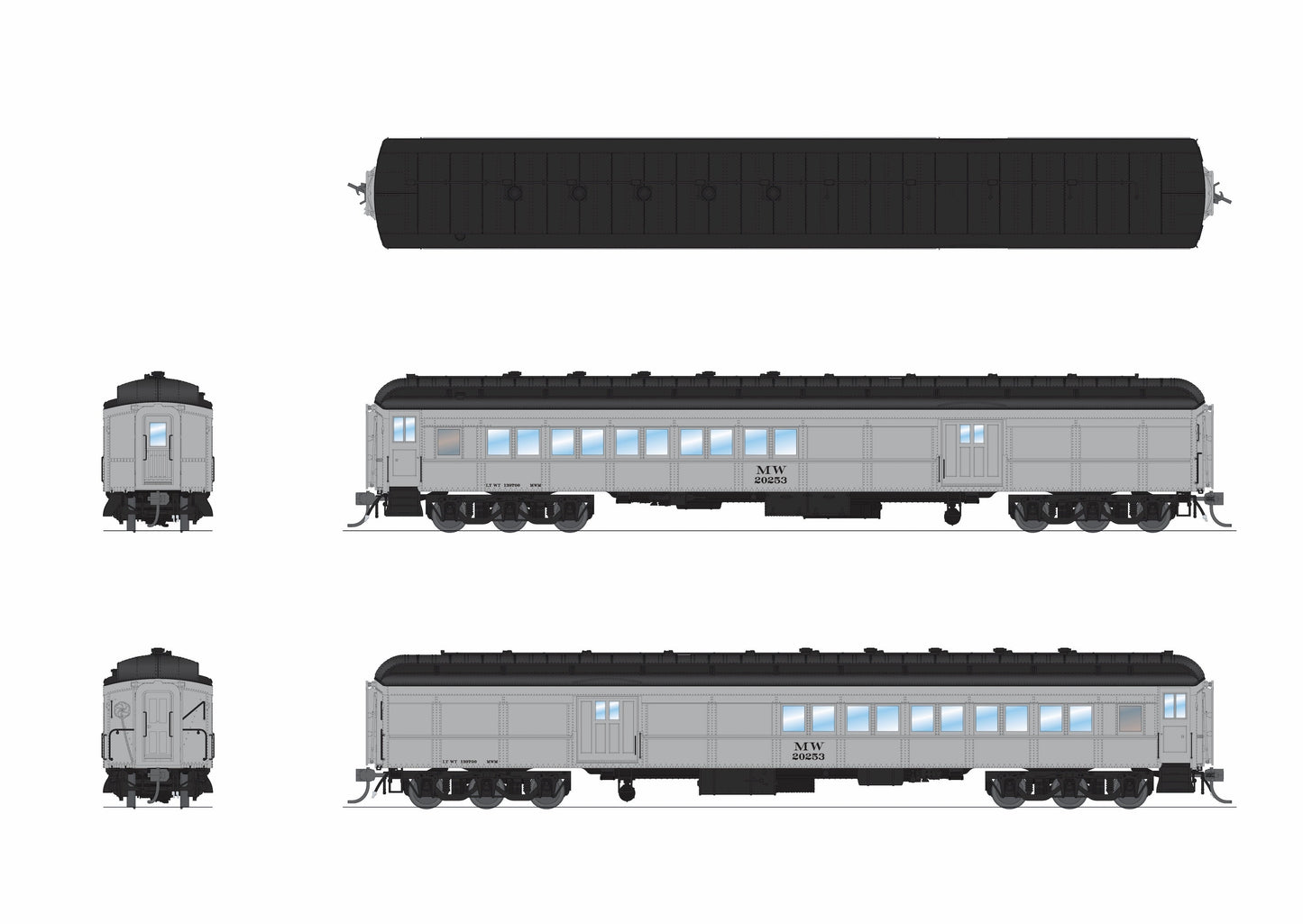 Broadway Limited 9748 HO Maintenance of Way Baggage-Combine Car #20253