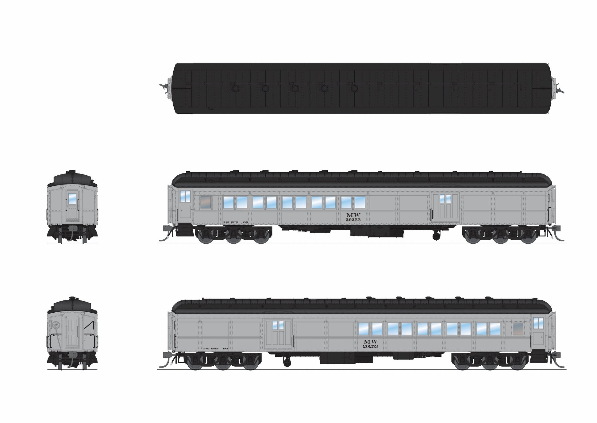 Broadway Limited 9748 HO Maintenance of Way Baggage-Combine Car #20253