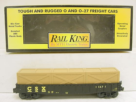 MTH 30-7211 O Gauge CSX Gondola with Crates LN/Box