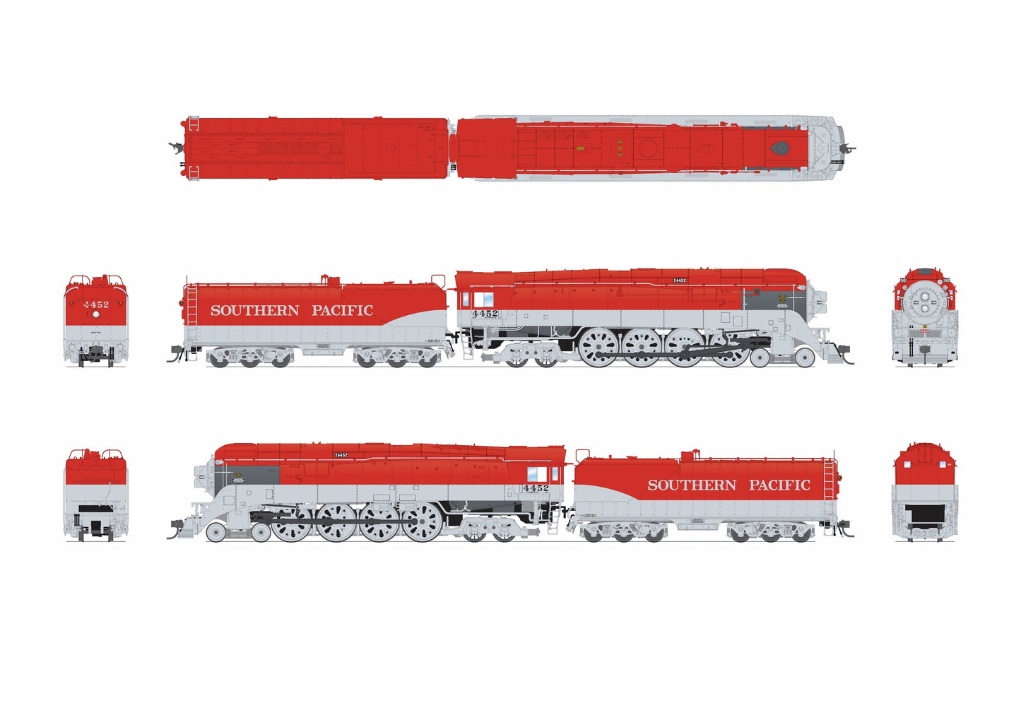 Broadway Limited 9846 HO SP GS-4 Steam Locomotive Sound/DC/DCC, Smoke #4452