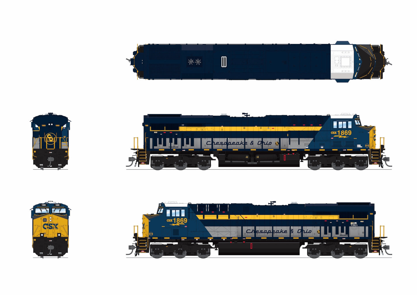 Broadway Limited 9862 HO CSX GE ES44AC Diesel Locomotive Sound/DC/DCC #1869