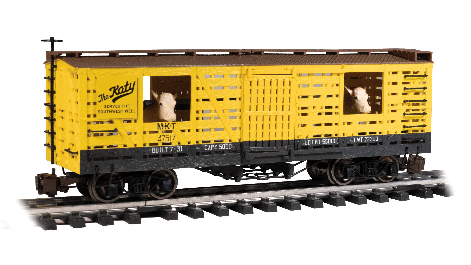 Bachmann 98708 G Missouri Kansas Texas Animated Stock Car with Cattle #4517