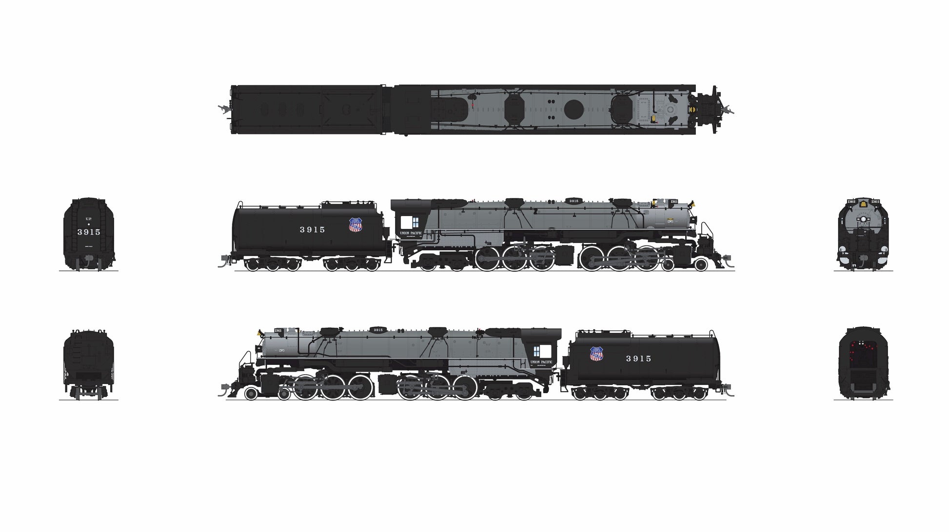 Broadway Limited 9917 HO UP Early Challenger CSA-2 Steam Loco Sound/DC/DCC #3915