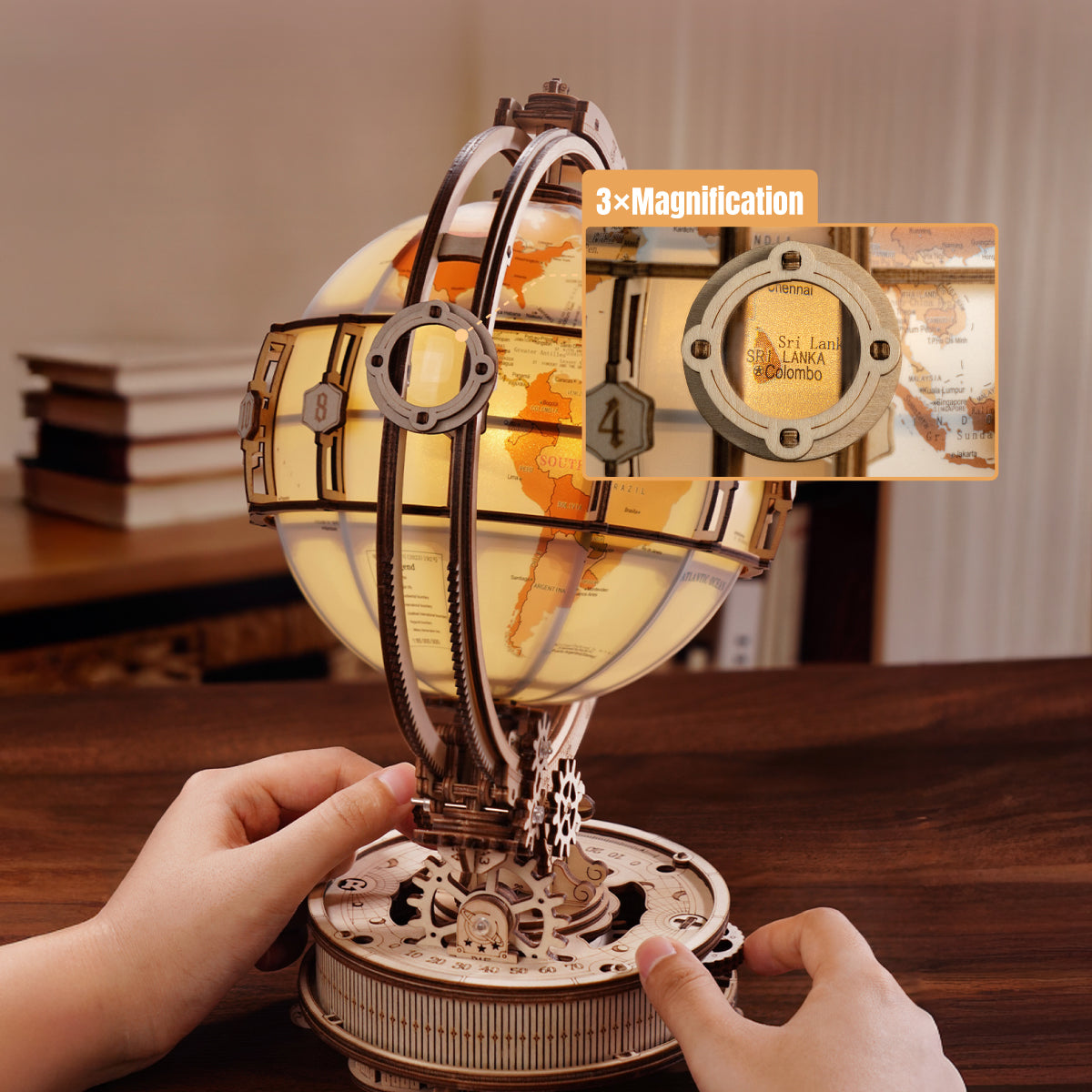Robotime ST003D ROKR Electric Version Luminous Globe 3D Wooden Puzzle