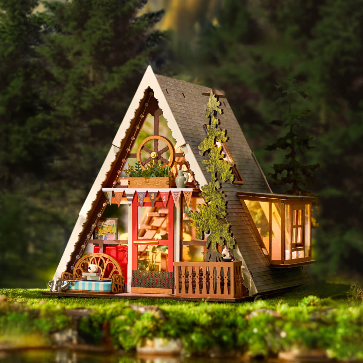 Robotime DG181 Rolife A-Frame Cabin DIY Miniature House