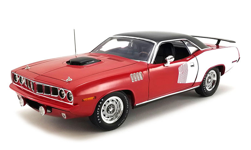 Acme A1806121 1:18 1971 Plymouth Hemi Cuda Ralleye Red Diecast Model Car