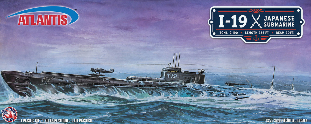 Atlantis Models 728 1:275 Japanese Navy I-19 Submarine WWII Plastic Model Kit