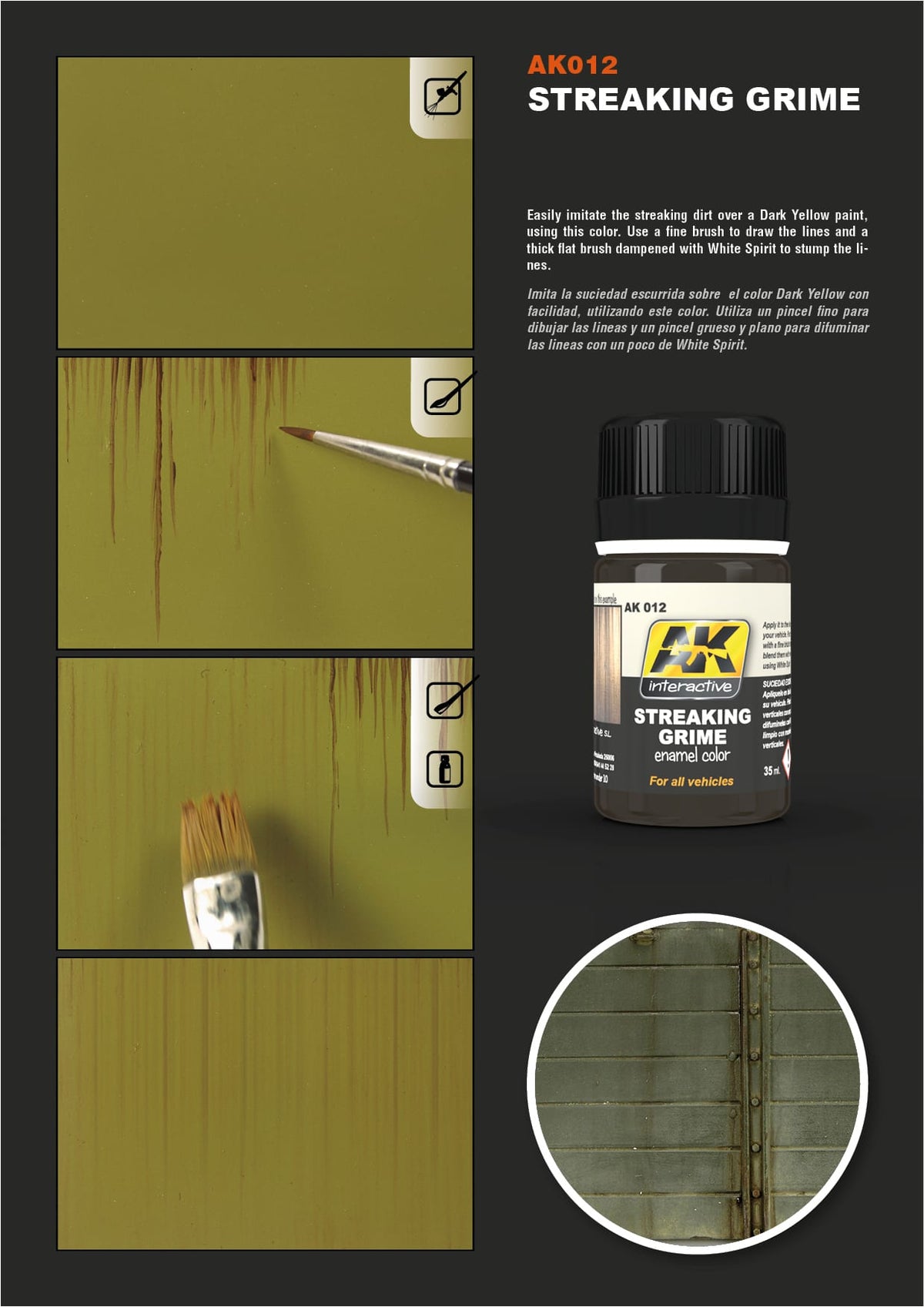 AK Interactive AK012 Streaking Grime - 35 ml Bottle (Pack of 6)