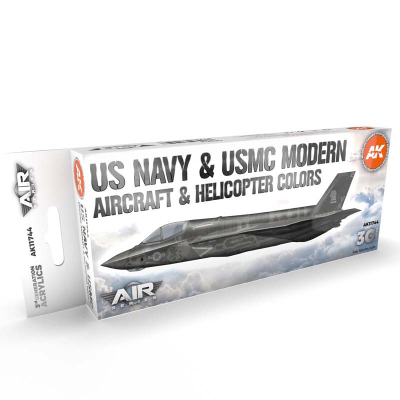AK Interactive AK11744 US Navy and USMC Modern Aircraft & Heli Colors (Set of 8)