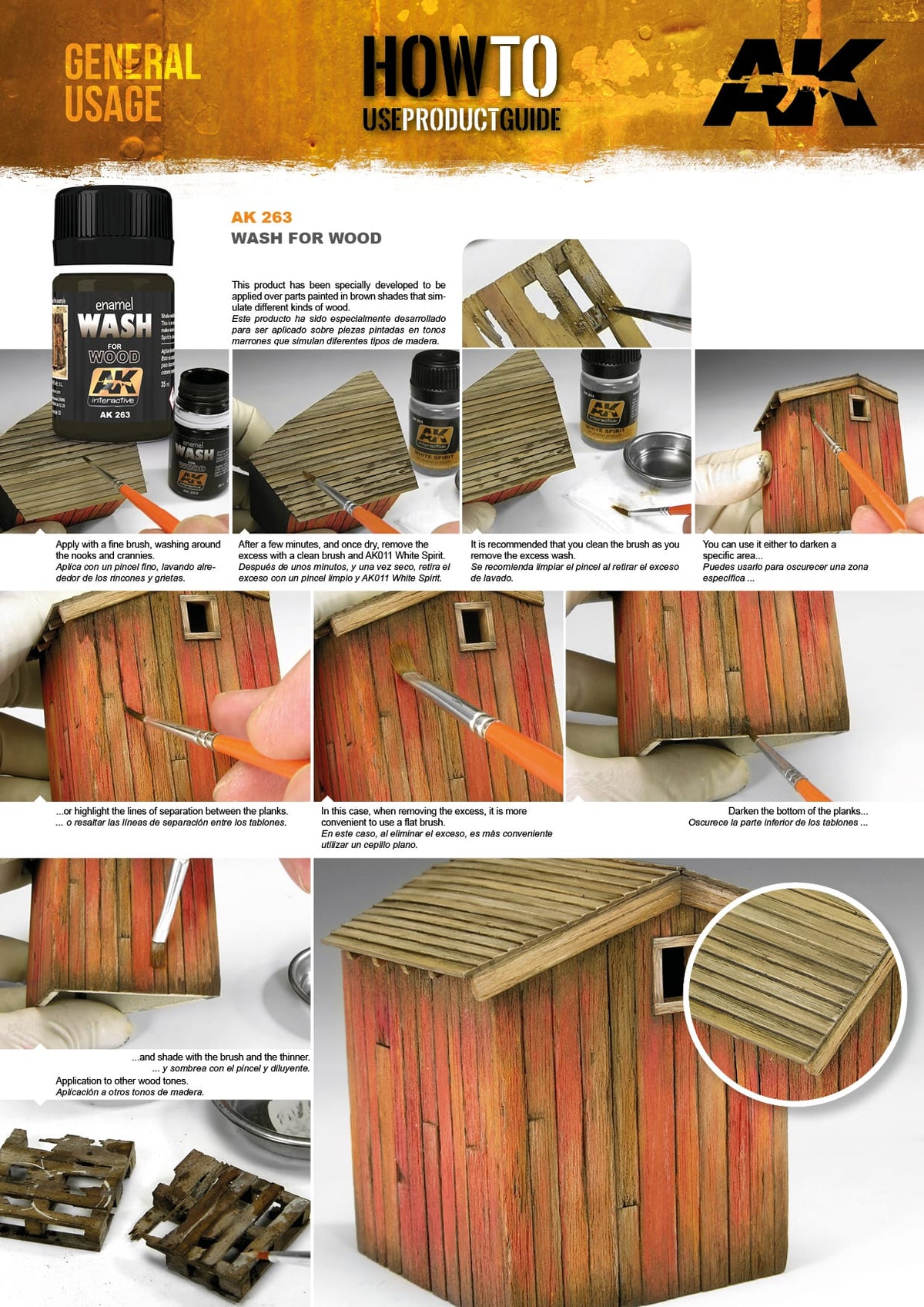 AK Interactive AK263 Enamel Wash for Wood - 35 ml Paint Bottle (Pack of 6)