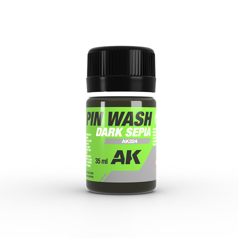 AK Interactive AK324 Enamel Pin Wash Dark Sepia - 35 ml Paint Bottle