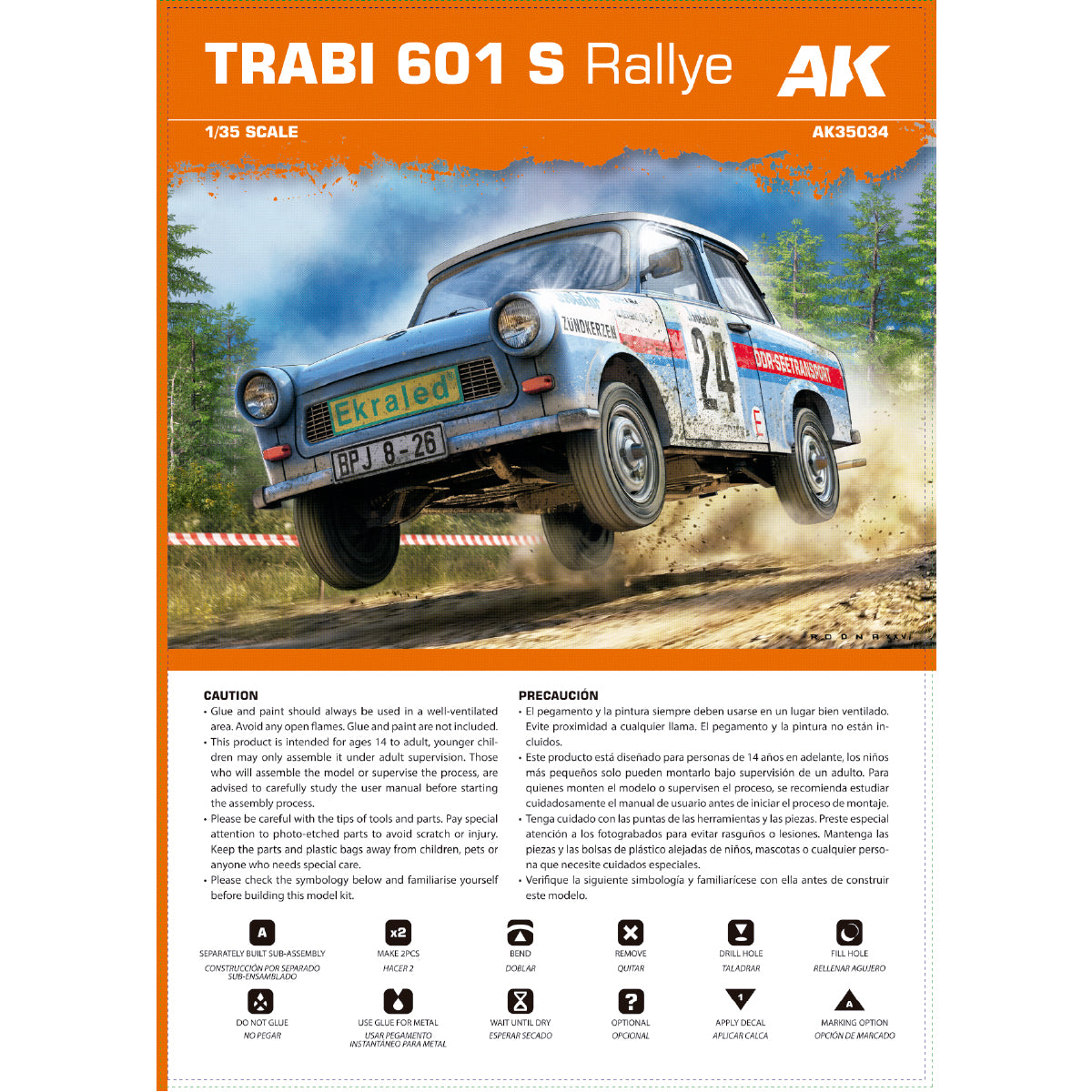 AK Interactive AK35034 1:35 Trabi 601 S Rallye Plastic Model Kit