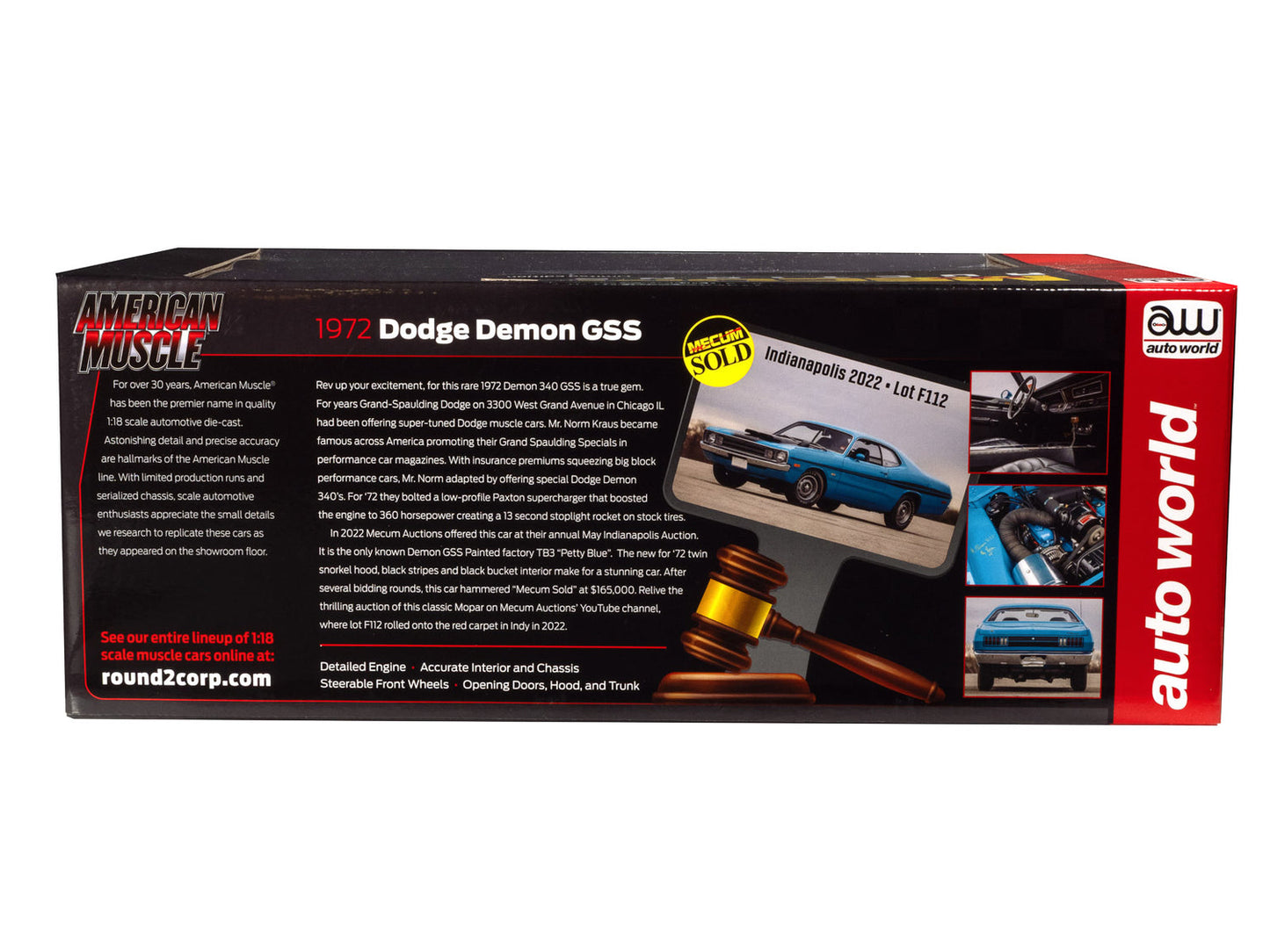 American Muscle 1345 1:18 1972 Dodge Demon GSS Mecum Auctions Diecast Model Car