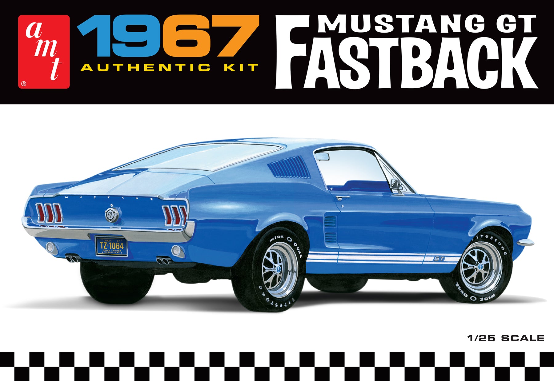 AMT 1241 1:25 1967 Ford Mustang GT Fastback Plastic Model Kit