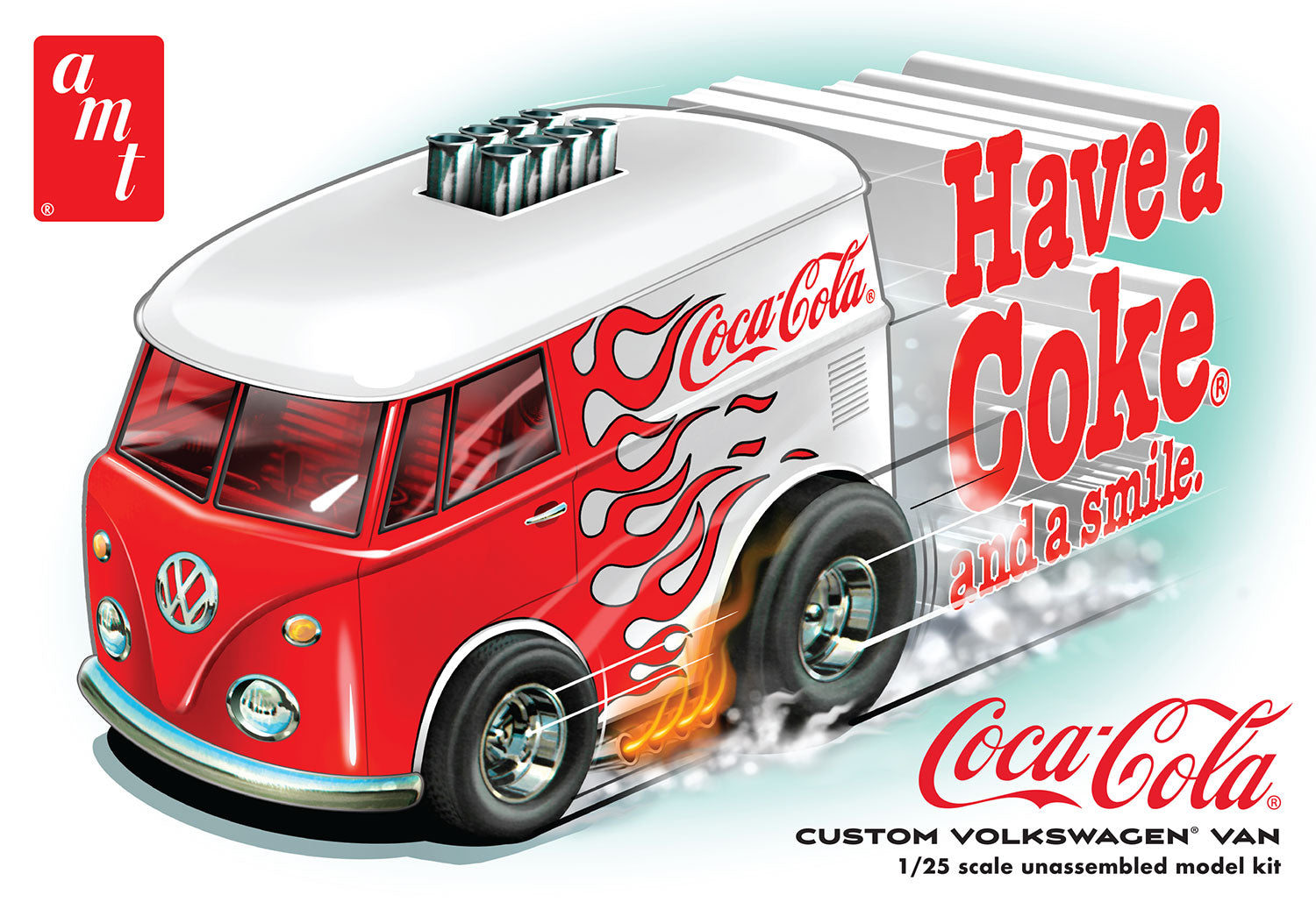 AMT 1518 1:25 Coca-Cola Volkswagen Van Show Rod Plastic Model Kit