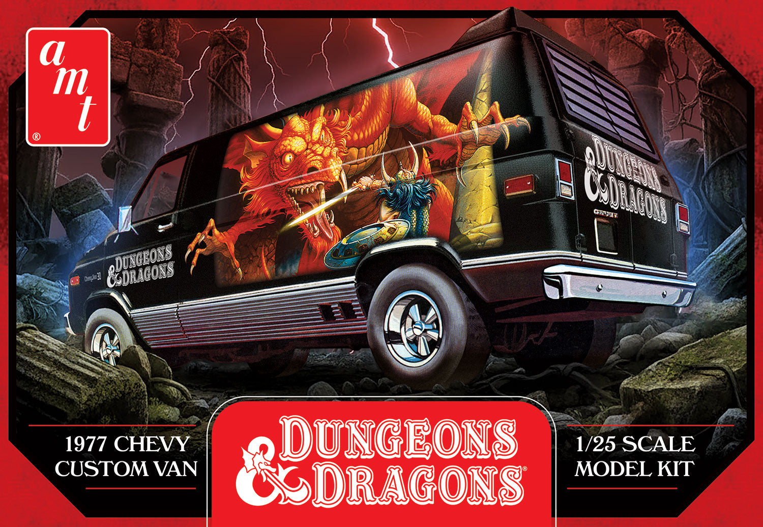 AMT 1568 1:25 Dungeons & Dragons 1977 Chevy Van Plastic Model Kit