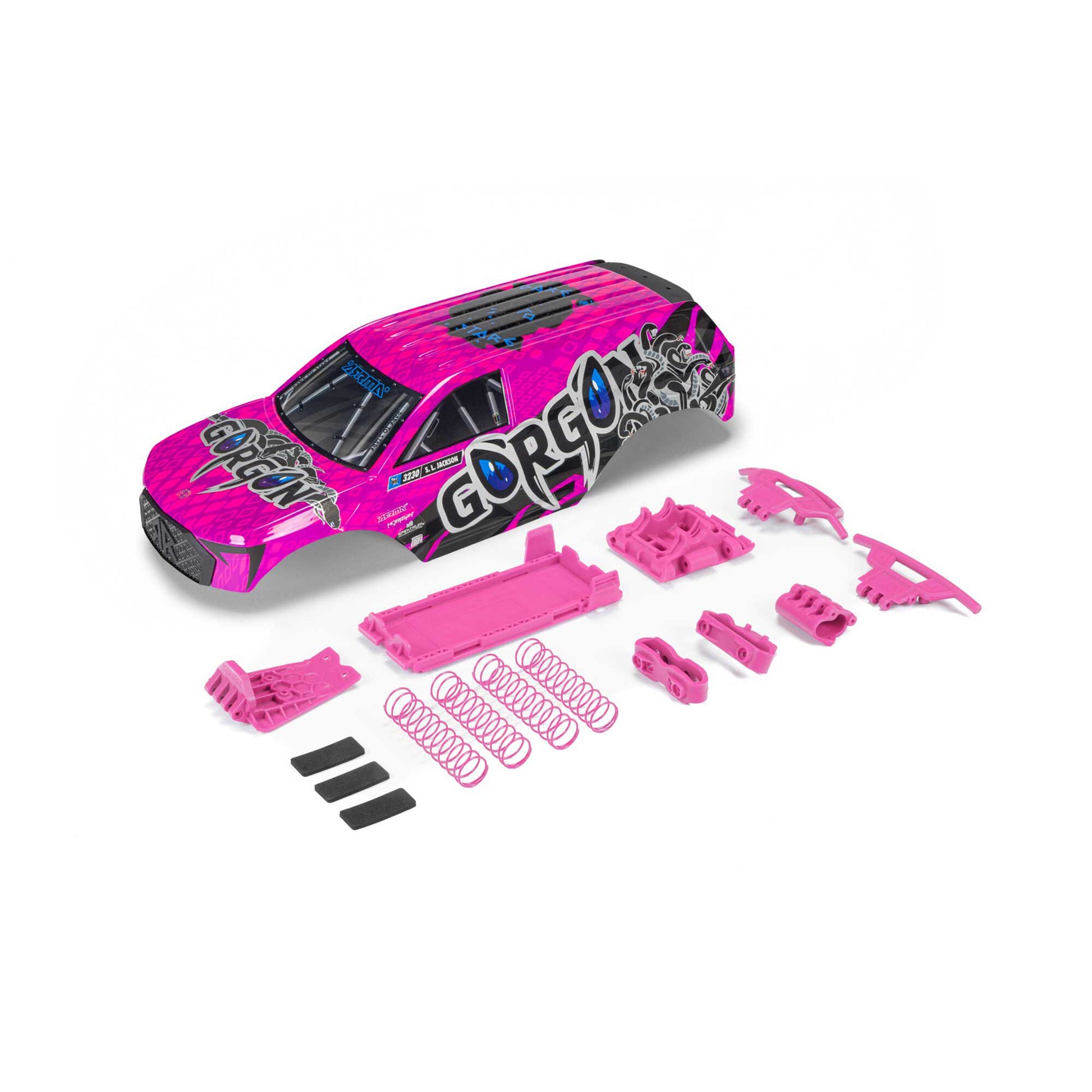 ARRMA ARA-2608 1:10 GORGON Pink/Black Painted, Decaled & Trimmed Body Set