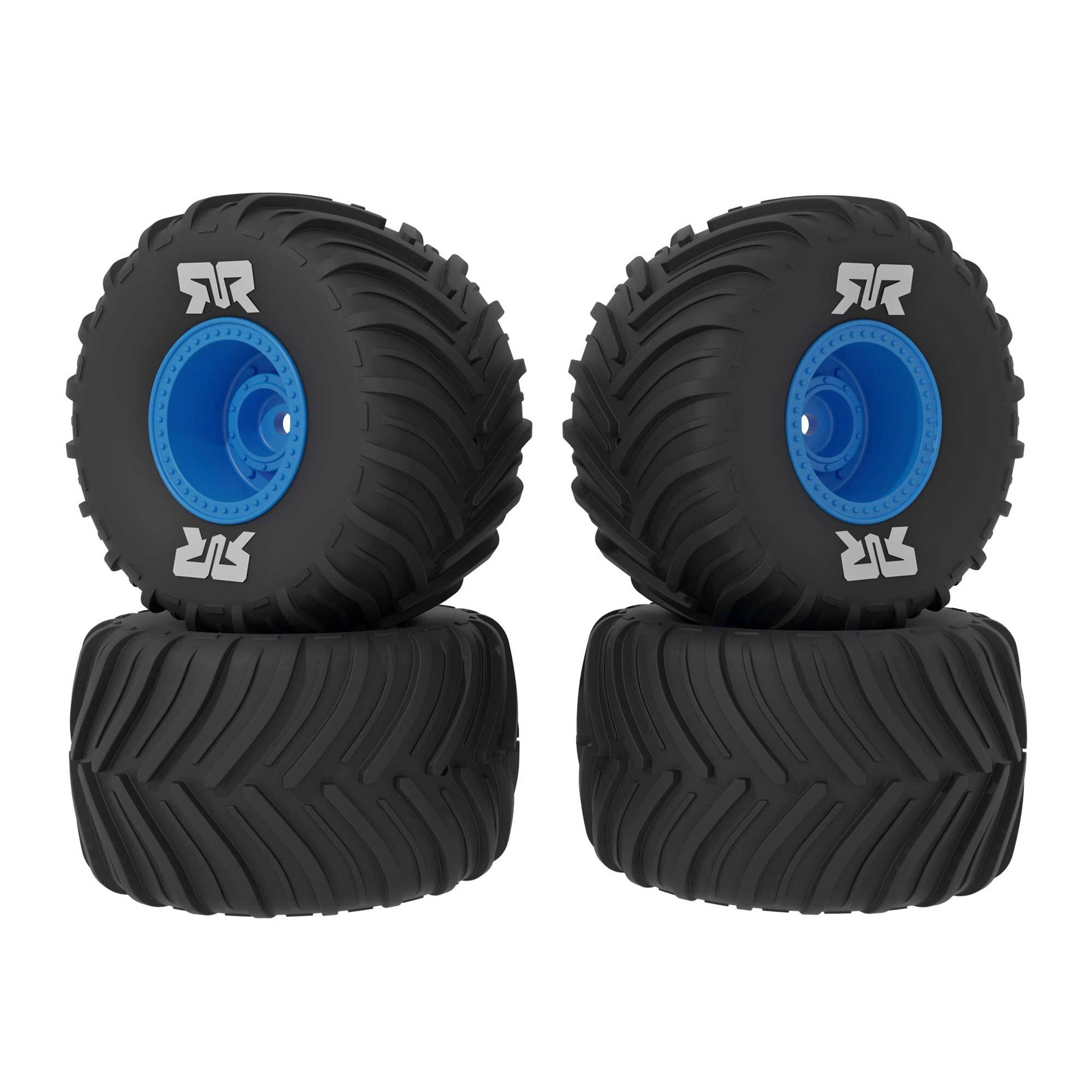 ARRMA ARA-3982 1:16 GROM dBoots Chevron Mounted Tire Set Glued, Blue (Pack of 4)