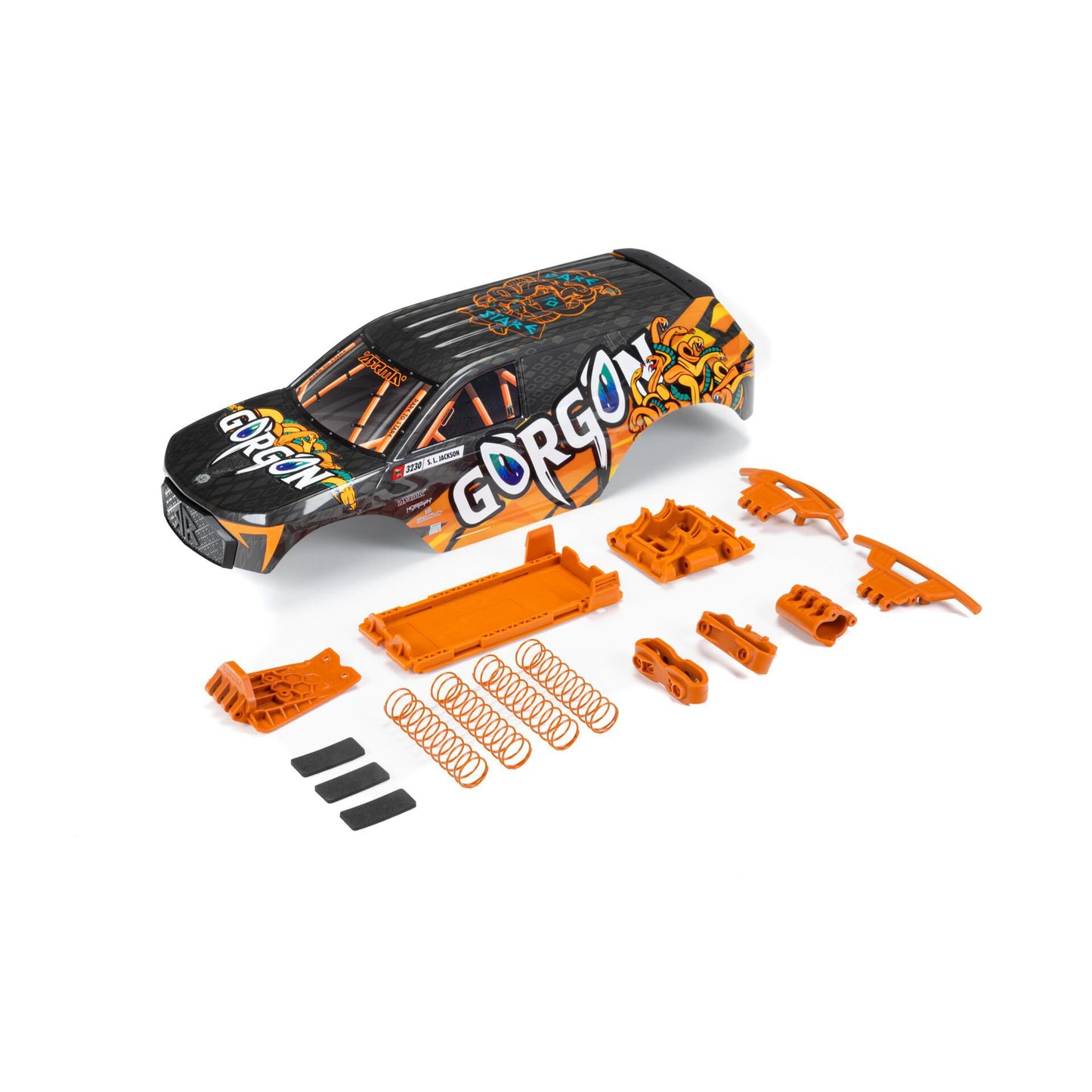 ARRMA 402357 GORGON Orange Painted Decaled Trimmed Body Set