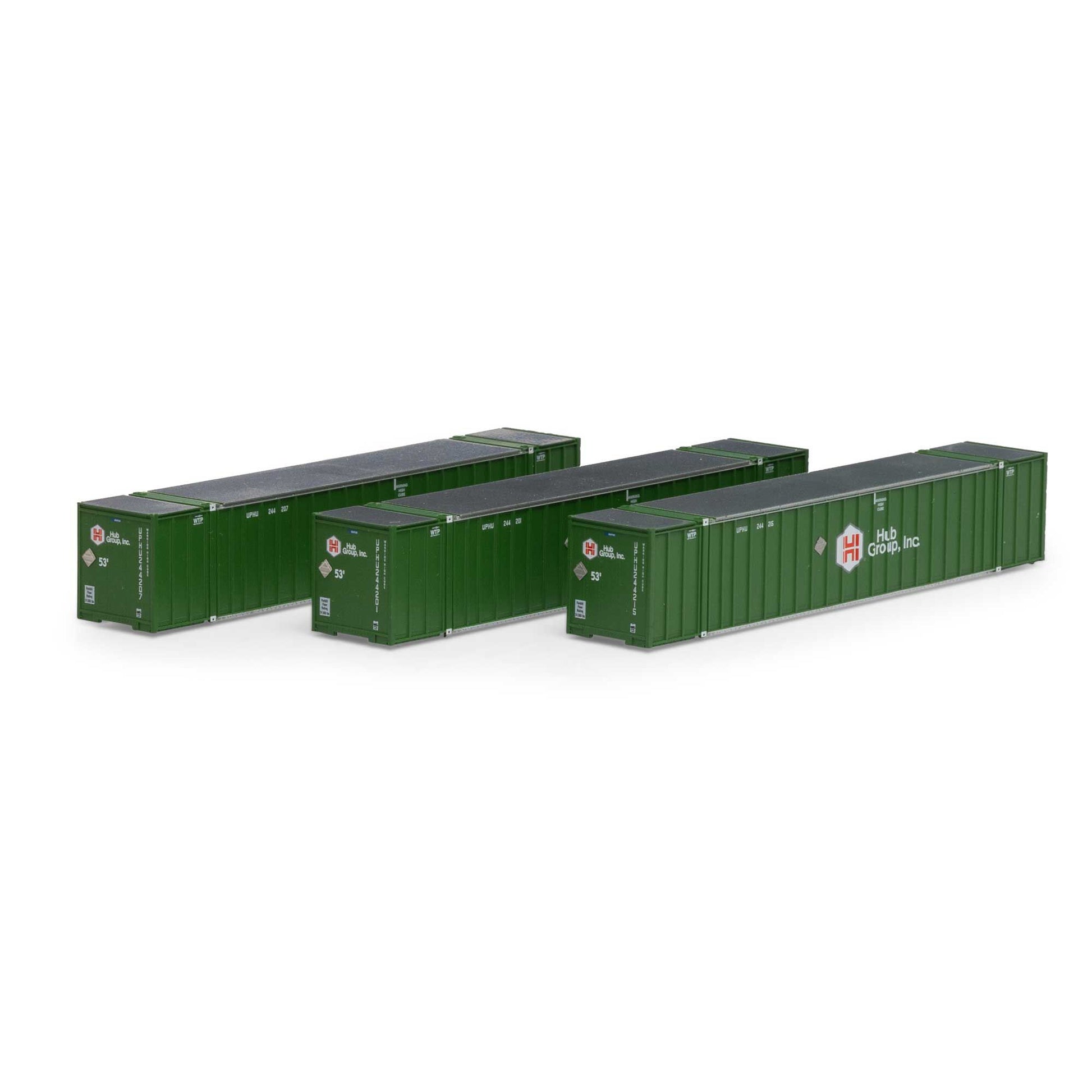 Athearn 17308 N Hub Group 53' Stoughton Containers #1 (Set of 3)