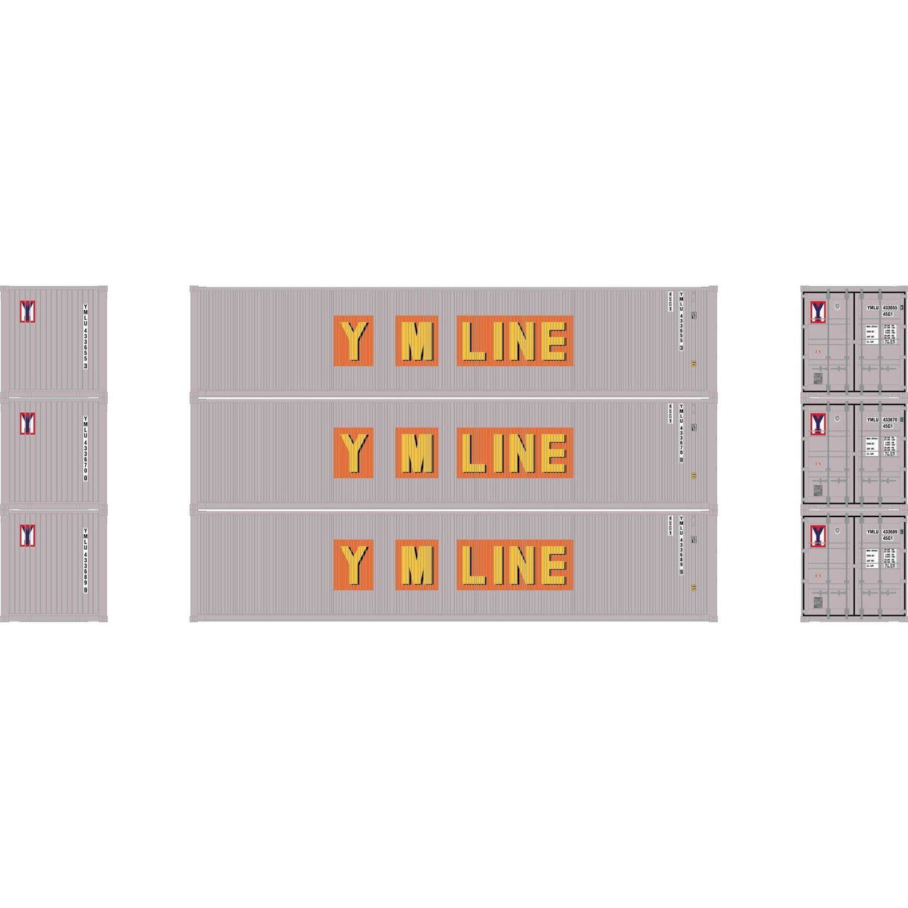Athearn 17391 N Yang Ming/Old 40' Corrugated Low-Cube Container (Pack of 3)