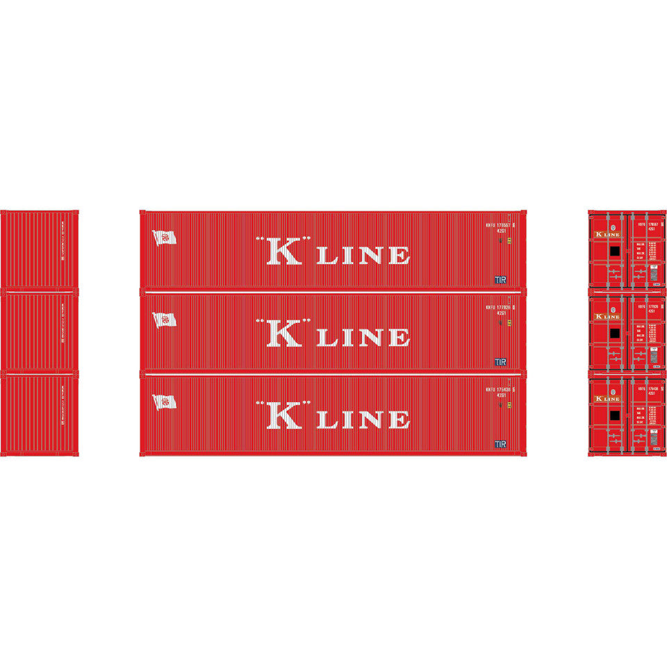 Athearn 17393 N K Line 40' Corrugated Low-Cube Container # 2 (Pack of 3)