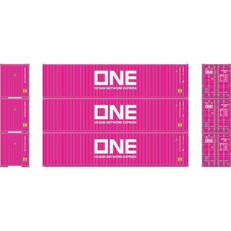 Athearn 17434 N ONE 40'' Corrugated Hi-Cube Container #1 (Pack of 3)