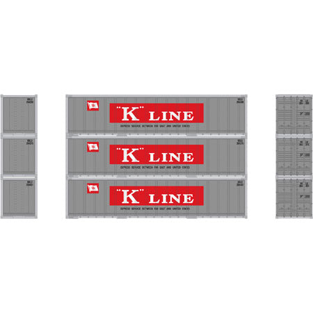 Athearn 17702 N K Line 40' Smooth Side Container (Pack of 3)
