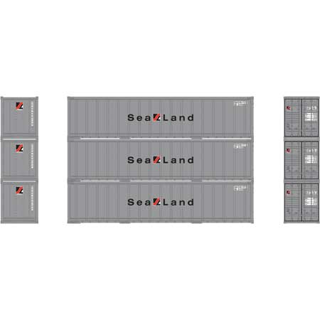 Athearn 17712 N Sealand 40' Smooth Side Container (Pack of 3)
